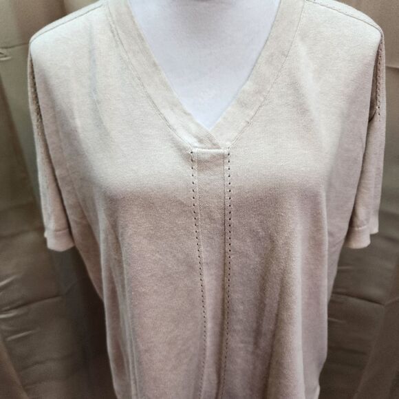 Garnet Hill Cream Linen Blend Short Sleeve Sweater Size Medium - Picture 4 of 10